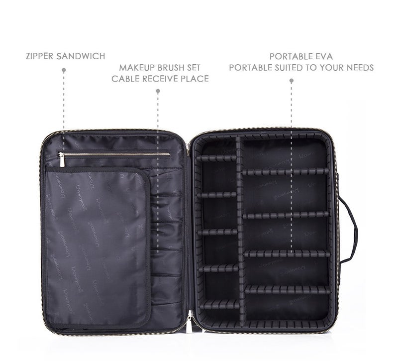 ROWNYEON Makeup Bag Cosmetic Makeup Train Case Artist Makeup Organizer Professional Portable Storage Bag for Women Girl Waterproof EVA Adjustable Dividers Large Black - Image 5